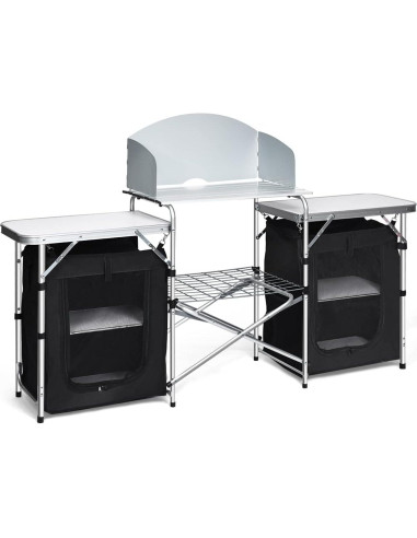 Estación de Cocina Plegable Giantex para Camping 66 cm Negro