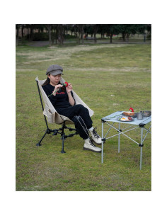 Silla de Playa Plegable iClimb IC608 Antihundimiento Beige 2