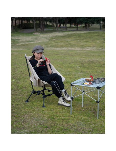 Silla de Playa Plegable iClimb IC608 Antihundimiento Beige