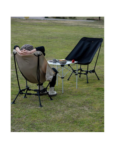 Silla de Playa Plegable iClimb IC608 Antihundimiento Beige