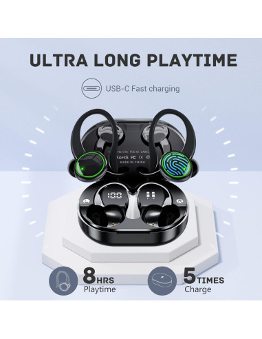Auriculares Bluetooth 5.3 C16 Shenzhen para Deporte IP7 40H