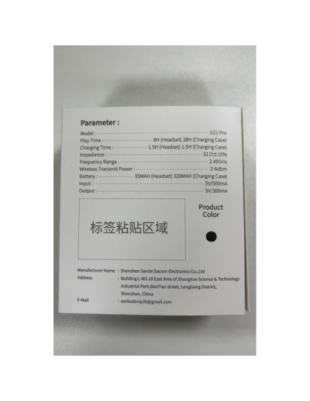 Auriculares Inalámbricos Rinsmola G21 Pro Bluetooth 5.4 IPX7