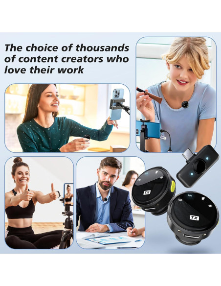 Micrófono Lavalier Inalámbrico EVXVE Q8 Tipo-C 48KHz 30H Micrófono Lavalier Inalámbrico EVXVE Q8 Tipo-C 48KHz 30H