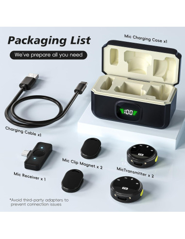 Micrófono Lavalier Inalámbrico EVXVE Q8 Tipo-C 48KHz 30H