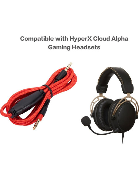 Cable de Reemplazo UNCLE LIGHT para Auriculares HyperX Cloud Alpha 1.5m