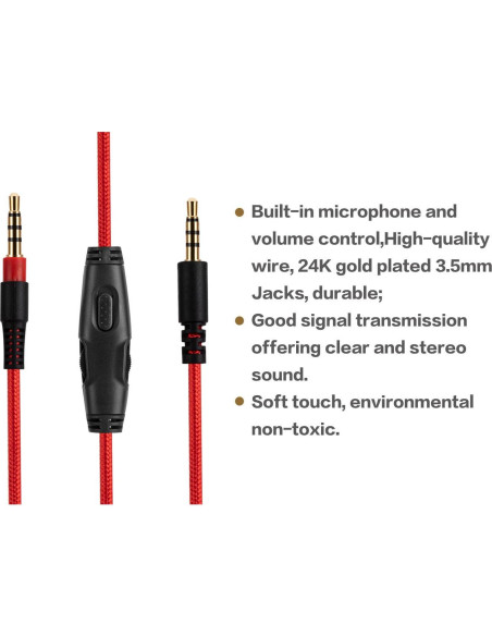 Cable de Reemplazo UNCLE LIGHT para Auriculares HyperX Cloud Alpha 1.5m