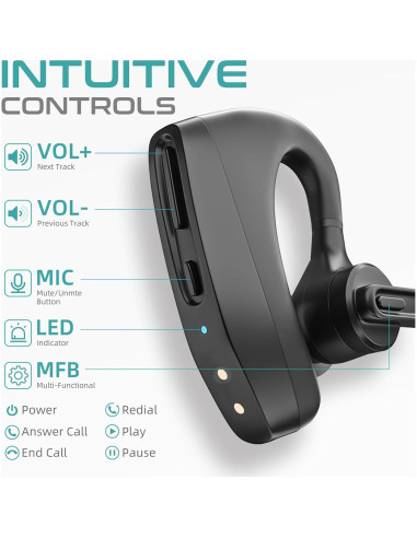 Auricular Bluetooth Herloreen K30 con Micrófono y Estuche de Carga