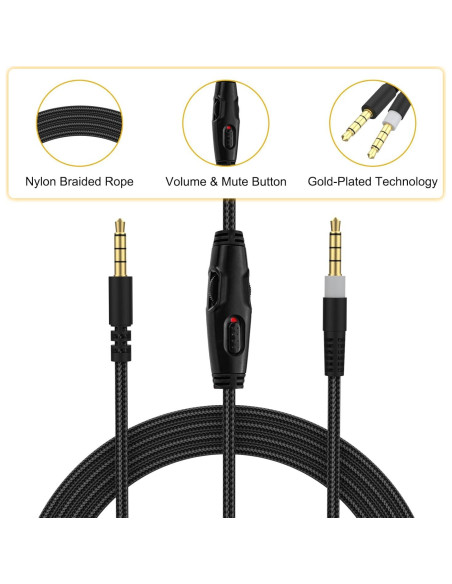 Cable de Audio de Reemplazo 1.5m Auhsuxo para HyperX Cloud Alpha