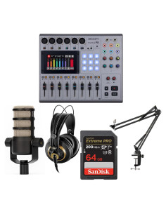 Grabadora de Podcast Zoom PodTrak P8 con Micrófono y Auriculares