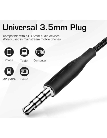 Auriculares UrbanX M20 con micrófono y control 3.5mm - Negro