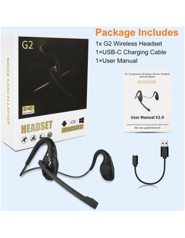 Auricular Bluetooth 5.3 Golvery G2 Inalámbrico con Micrófono