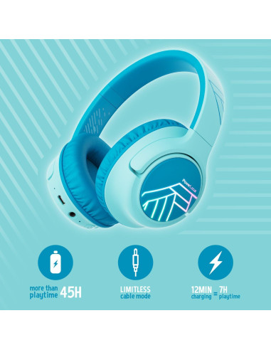 Auriculares Inalámbricos PowerLocus Bobo para Niños Azul - 45h, Bluetooth 5.3
