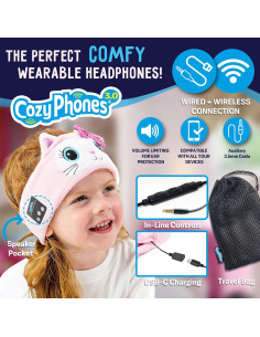 Auriculares Inalámbricos para Niños CozyPhones 3.0 Gatito Rosa 2
