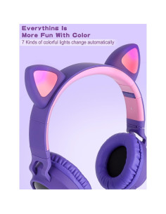 Auriculares Inalámbricos DMJ para Niños con Orejas de Gato 2