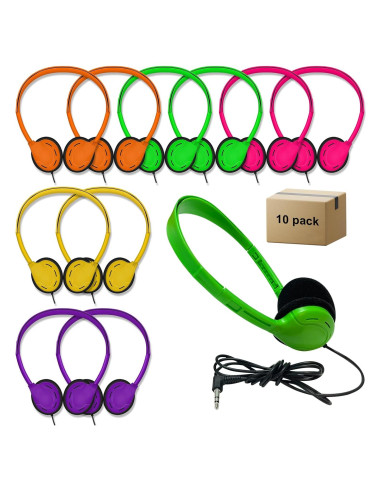 10 Auriculares para Niños ZHENWAY Multicolor 3.5mm Aula