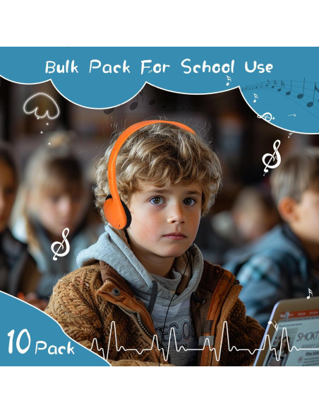 10 Auriculares para Niños ZHENWAY Multicolor 3.5mm Aula