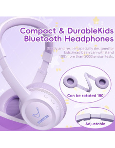 Auriculares Bluetooth Vinamass E63 Niños 30H 85dB Púrpura 2
