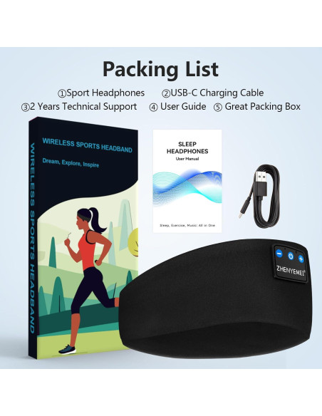 Auriculares para dormir Bluetooth ZHENYEMEI con micrófono HD