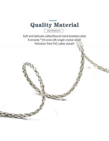 Cable de Auriculares GUCraftsman 1.8m 6N Plata 3.5mm/4.4mm/6.35mm