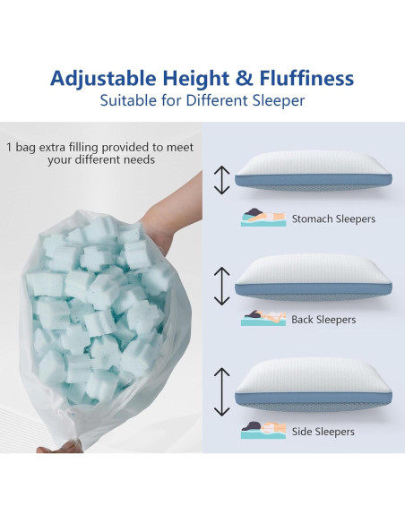 Almohada Ajustable WEUP Reina con Espuma Memoria Refrigerante