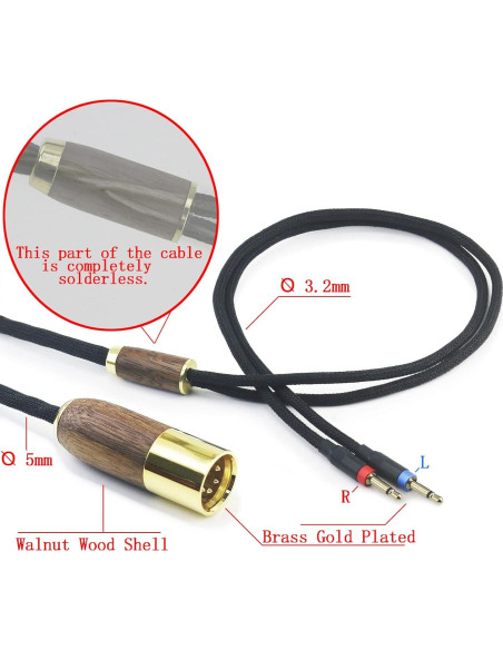 Cable Balanceado XLR 4 Pines NewFantasia 2m Cobre Baño Plata