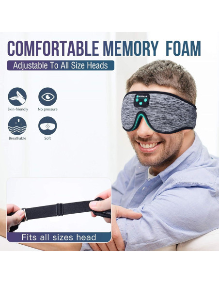 Máscara para dormir Bluetooth Boodlab con auriculares lavables