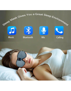 Máscara para dormir con auriculares Bluetooth 5.3 3D gris 2