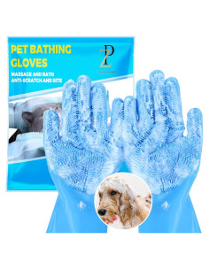 Guantes de Silicona para Baño y Acicalamiento ZENELANEP Azul