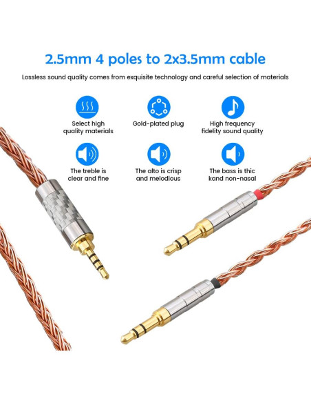 Cable de Reemplazo XIUSHAOT para Auriculares Hifiman 2.5mm
