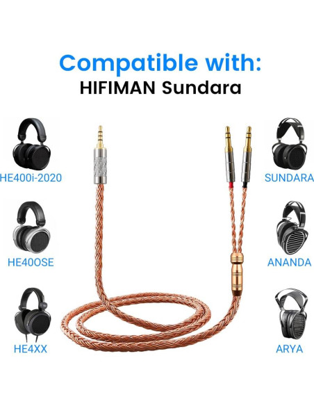 Cable de Reemplazo XIUSHAOT para Auriculares Hifiman 2.5mm