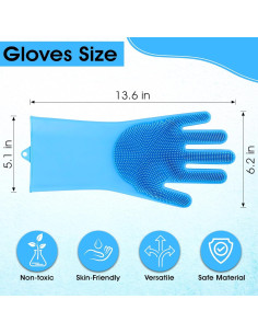 Guantes de Silicona para Baño y Acicalamiento ZENELANEP Azul 2