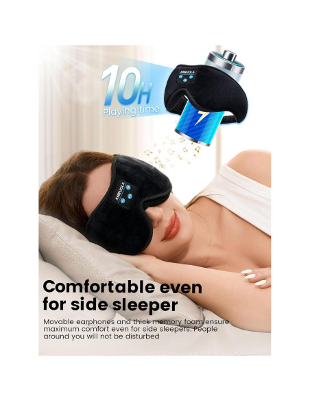 Auriculares para dormir Bluetooth 5.3 ANRUOLA con máscara de ojos