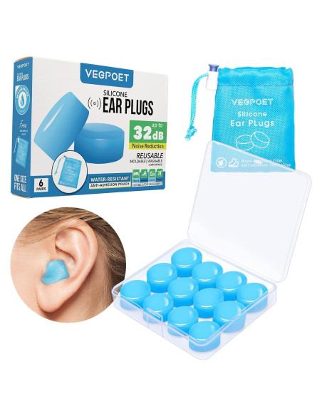 Tapones para oídos Vegpoet de silicona moldeables - 12 unidades