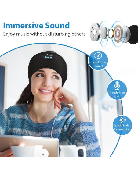 Auriculares Bluetooth ZRUHIG Banda Ajustable para Dormir 2-Pack