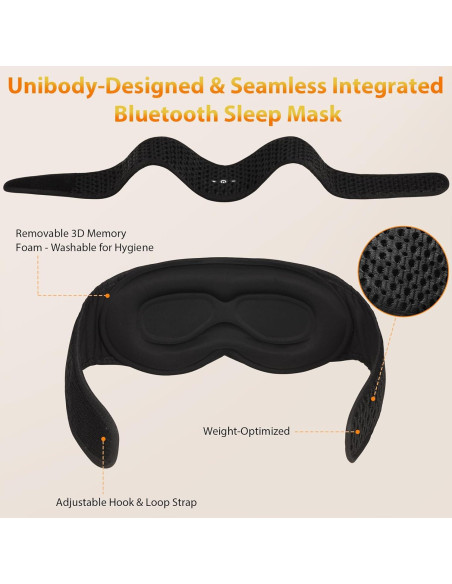 Máscara de Sueño Bluetooth ASIILOVI HF016 3D Ajustable Máscara de Sueño Bluetooth ASIILOVI HF016 3D Ajustable
