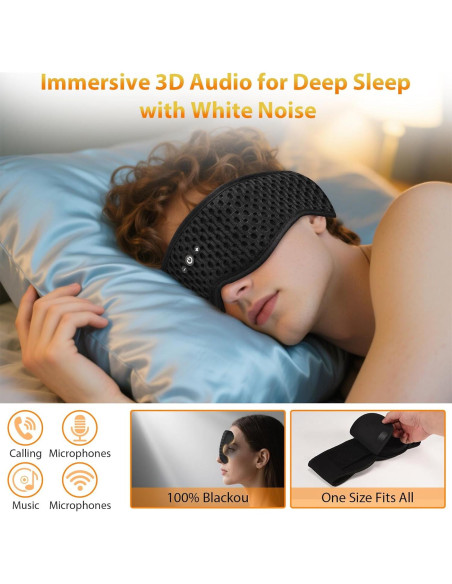 Máscara de Sueño Bluetooth ASIILOVI HF016 3D Ajustable Máscara de Sueño Bluetooth ASIILOVI HF016 3D Ajustable