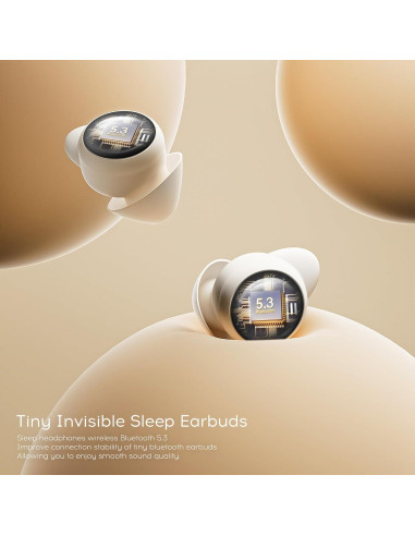 Auriculares LOBKIN Inalámbricos para Dormir Bluetooth 5.3 Beige