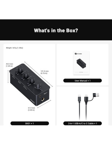 Amplificador de Auriculares Fosi Audio SK01 con Ecualizador 2400mW