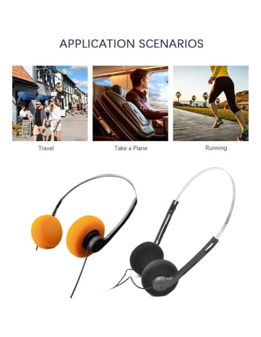 Auriculares Retro Over-Ear Junfamilee Hi-Fi Estéreo Negro