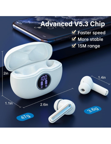 Auriculares Inalámbricos Sisism A10 Pro Bluetooth 5.3 HiFi 50H