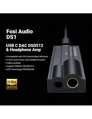 Amplificador DAC USB Fosi Audio DS1 HiFi 32bit/768kHz