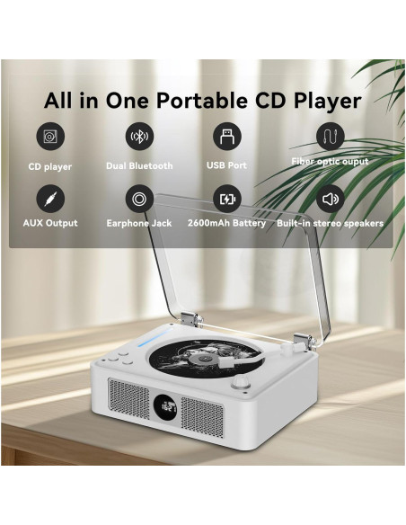 Reproductor de CD Portátil THINKYA Y11 Bluetooth HiFi 2600mAh