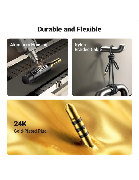 Cable de extensión UGREEN 3.5mm TRRS con micrófono 4.88m