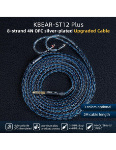 Cable IEM KBEAR ST12 Plus 2m 8 Núcleos 4N OFC 2PIN 3.5MM 2
