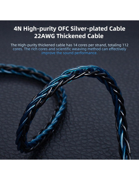 Cable IEM KBEAR ST12 Plus 2m 8 Núcleos 4N OFC 2PIN 3.5MM