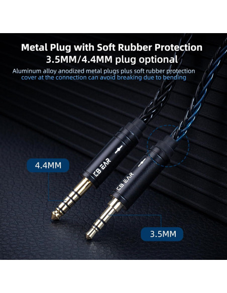 Cable IEM KBEAR ST12 Plus 2m 8 Núcleos 4N OFC 2PIN 3.5MM