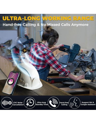 Auriculares de Protección Auditiva Bluetooth 5.4 EP015 30dB