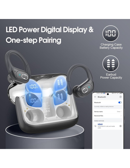 Auriculares Inalámbricos Aptkdoe HD65 Bluetooth 5.4 IPX7 75hrs