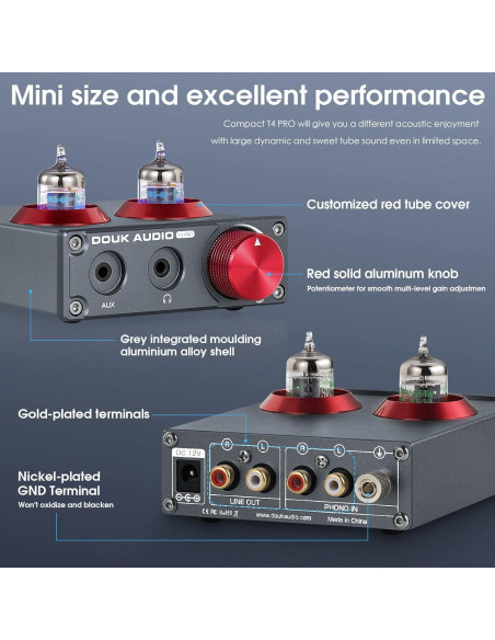 Preamplificador de Válvula Douk Audio T4 PRO para Tocadiscos MM
