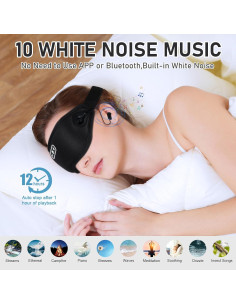 Máscara de Sueño 3D Tiliwame con Ruido Blanco y Tapones 2